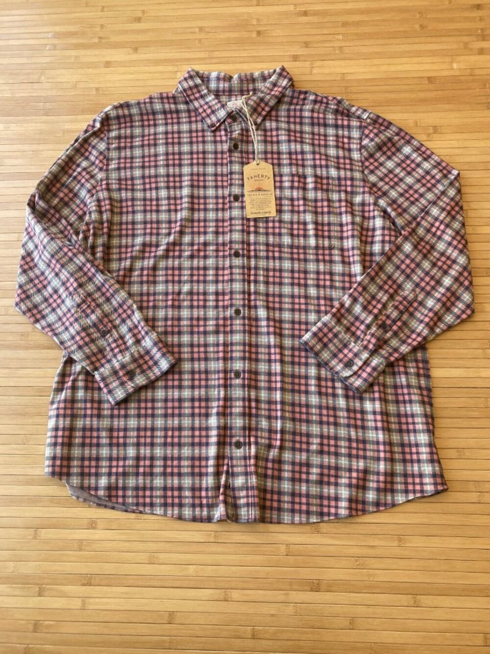 Faherty Coastline Knit Shirt Supima Cotton Mens 2XL Redstone Forest Plaid NWT